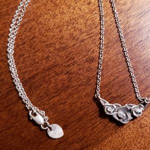 Me&Ro Sterling Silver Diamond Roses Necklace